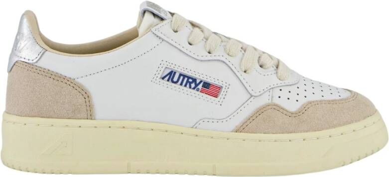 Autry Zilveren Inzet Leren Sneakers White Dames