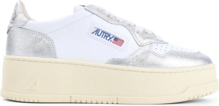 Autry Zilveren Platform Sneakers White Dames