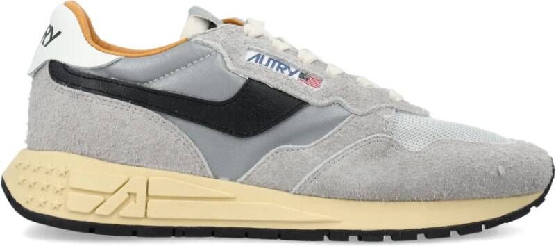 Autry Zilveren Sneakers Reelwind Laag Vintage Ontwerp Gray Heren