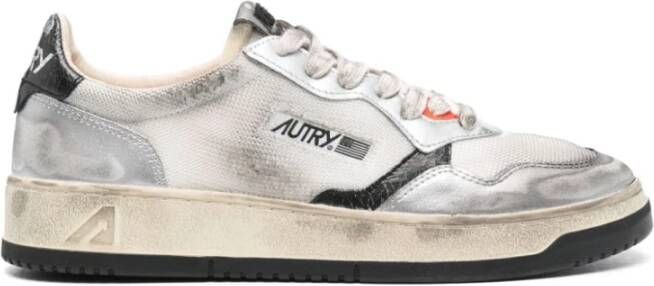 Autry Vintage Zilver Wit Leren Sneakers Multicolor Heren