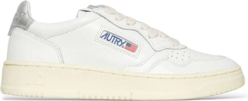 Autry Zilveren Tab Leren Schoenen White Dames