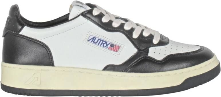 Autry Zwarte en witte leren sneakers Black Dames