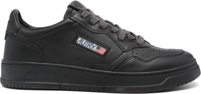 Autry Zwarte Lage Medalist Leren Sneakers Black Heren