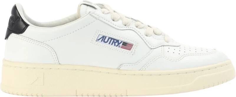 Autry Zwarte Leren Lage Sneakers White Dames