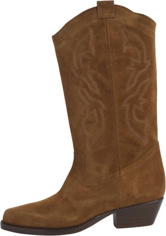 BA&SH Bruine Suède Texan Hoge Schoenen Brown Dames