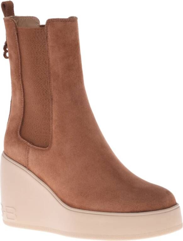 Baldinini Ankle boots in leather suede with elastic Brown Dames