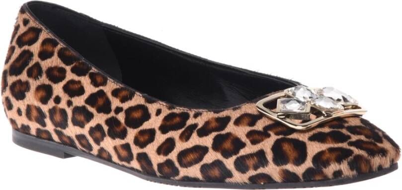 Baldinini Ballerina pump in leopard-print pony skin Multicolor Dames