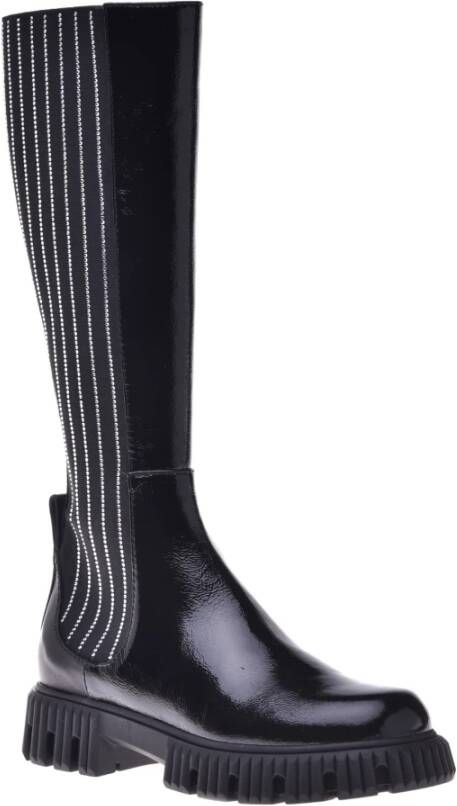 Baldinini Black boots in naplak and elastic with rhinestones Black Dames