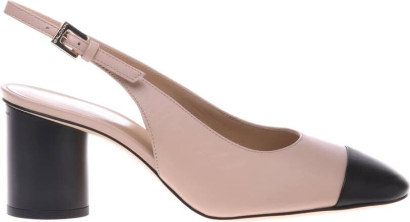 Baldinini Black leather and nude leather slingback Pink Dames