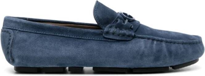 Baldinini Blauwe Leren Loafers Elegant Gesloten Platte Blue Heren