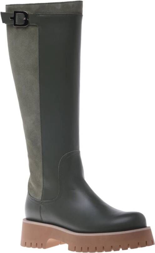 Baldinini Boots in olive leather and suede Green Dames