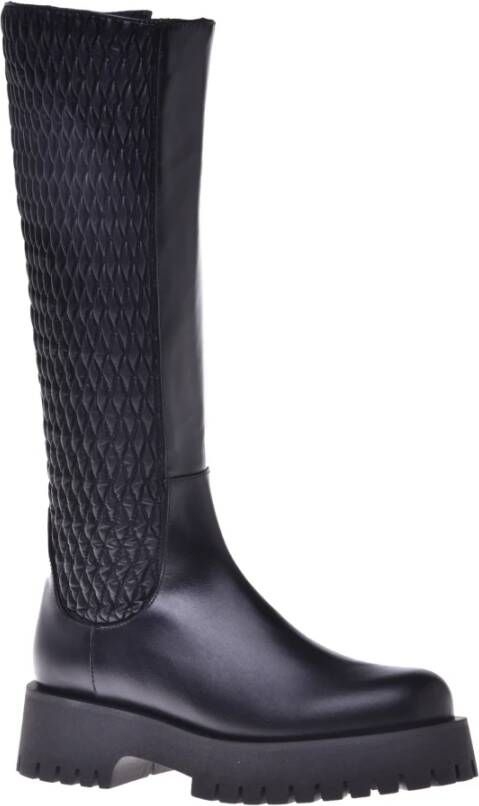 Baldinini Boots in stretchy eco-nappa and black leather Black Dames