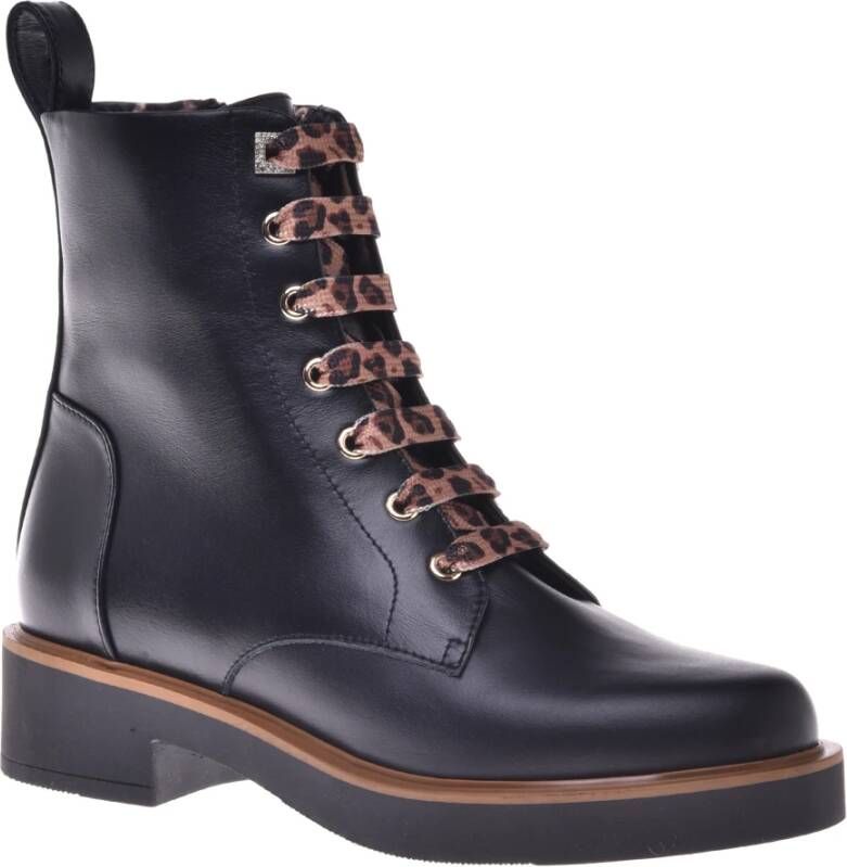 Baldinini Combat boots in black leather Black Dames