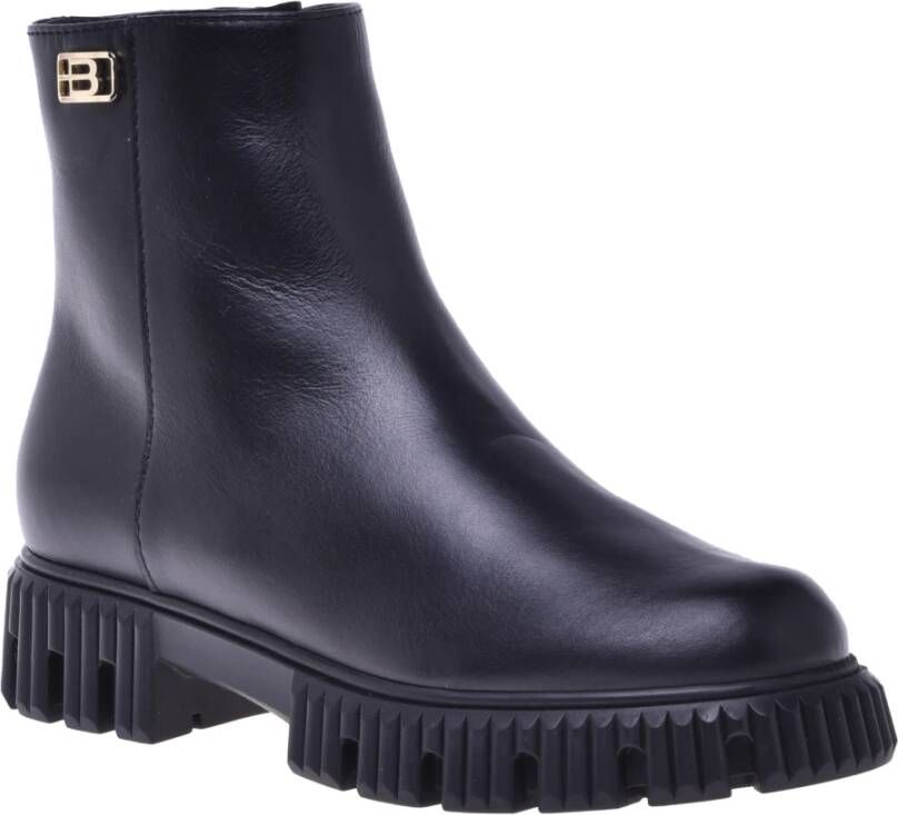 Baldinini Combat boots in black leather Black Dames