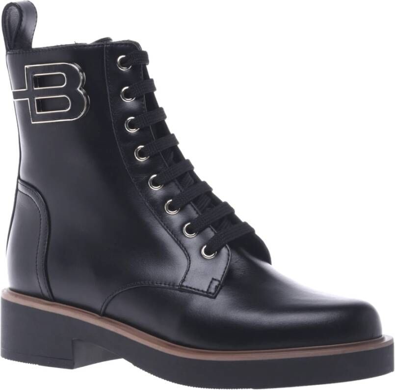 Baldinini Combat boots in black leather Black Dames