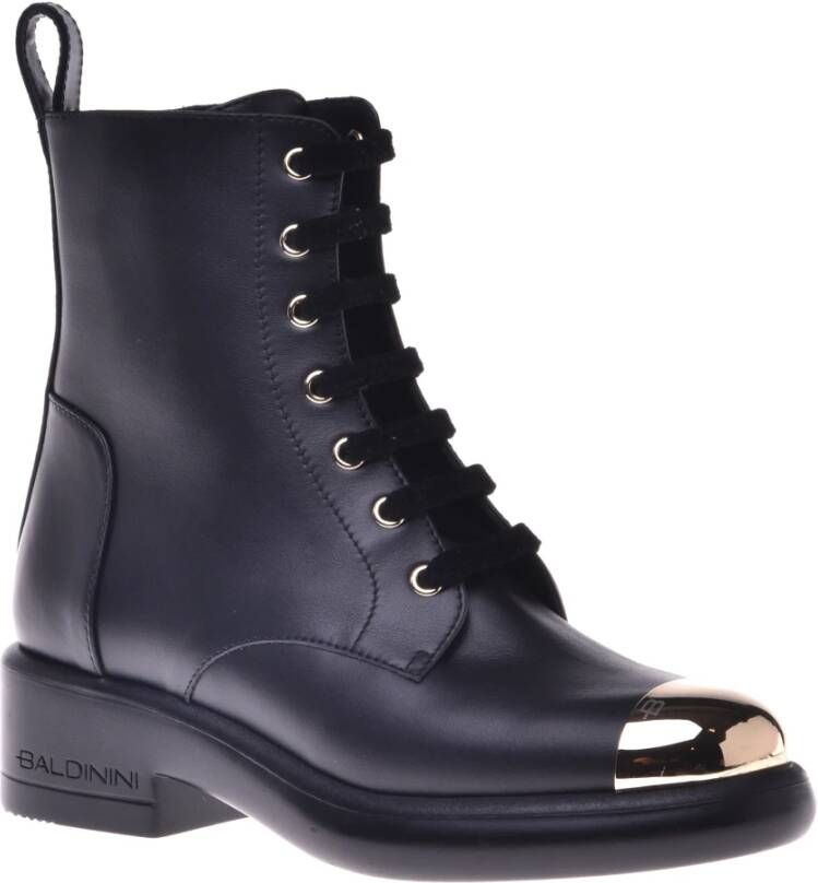 Baldinini Combat boots in black leather Black Dames