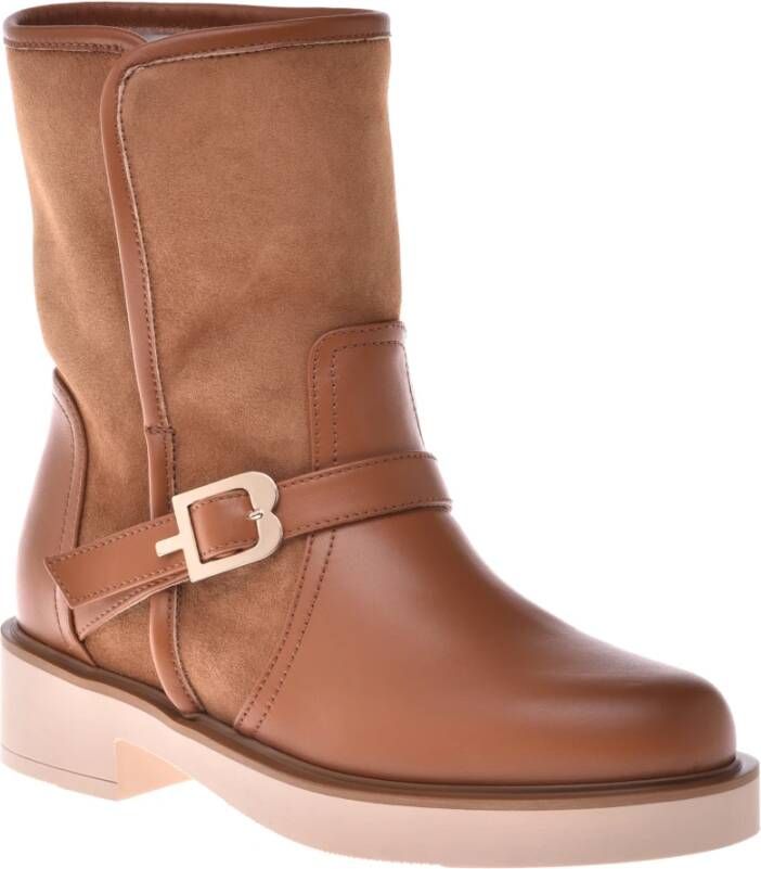 Baldinini Combat boots in leather and suede Brown Dames