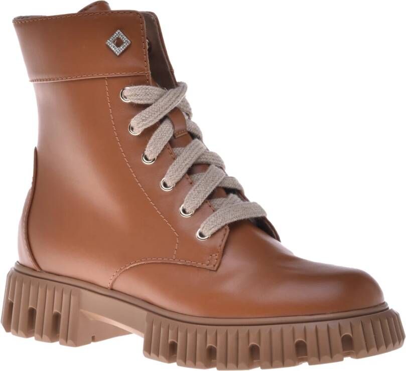 Baldinini Combat boots in leather Brown Dames