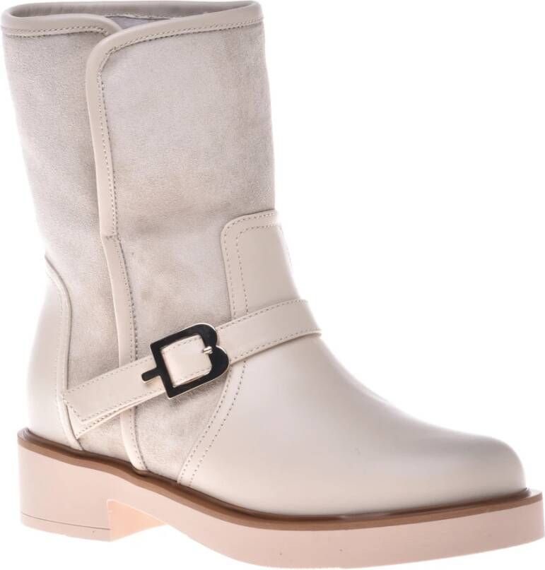 Baldinini Combat boots in vanilla leather and suede Beige Dames