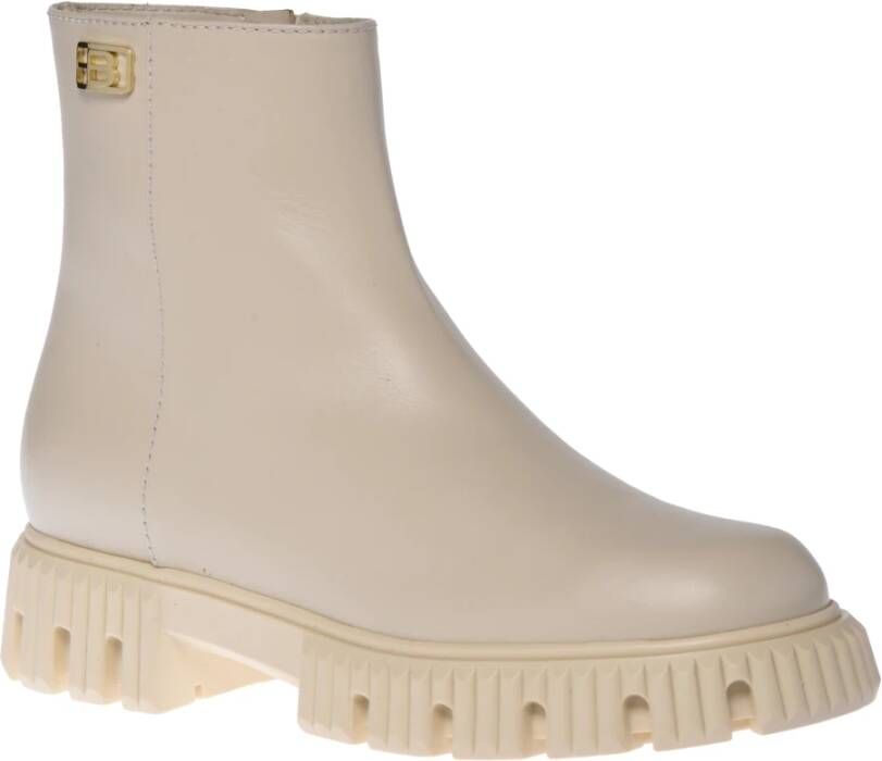 Baldinini Combat boots in vanilla leather Beige Dames