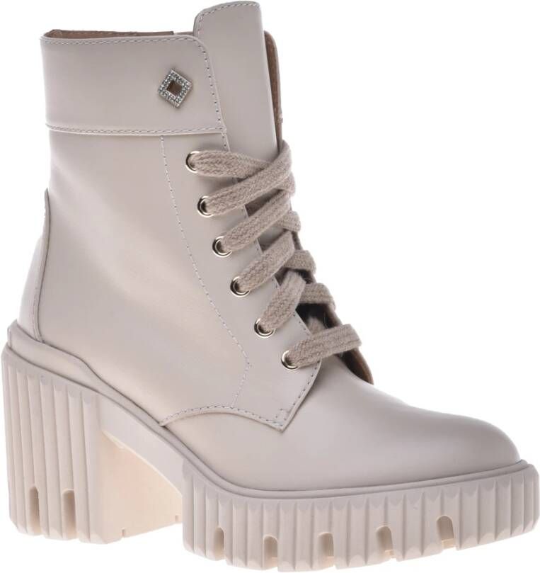 Baldinini Combat boots in vanilla leather Beige Dames