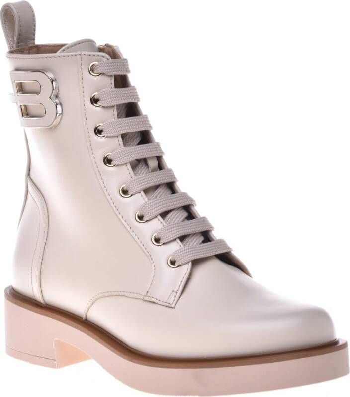 Baldinini Combat boots in vanilla leather Beige Dames