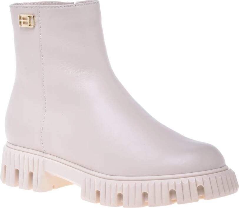 Baldinini Combat boots in vanilla leather Beige Dames