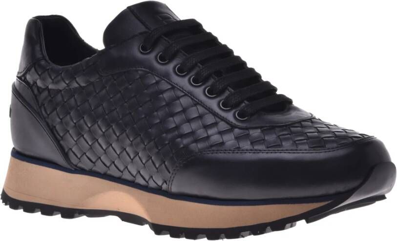 Baldinini Lace-up in black woven leather Black Heren