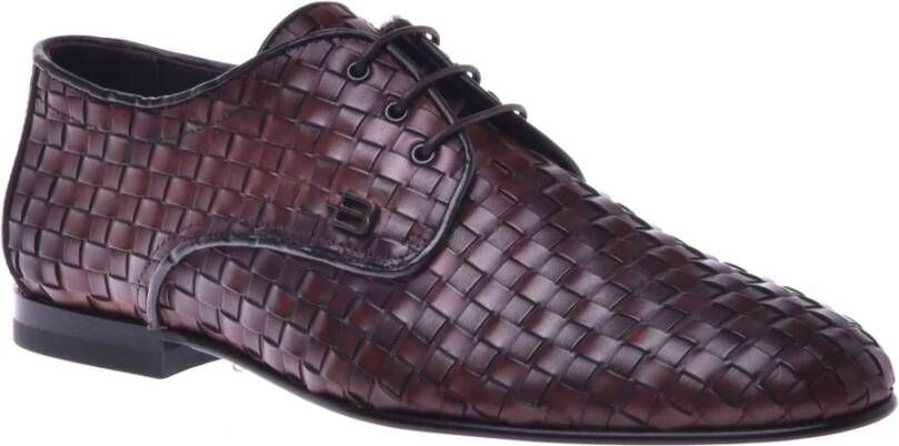 Baldinini Lace-up in brown woven leather Brown Heren