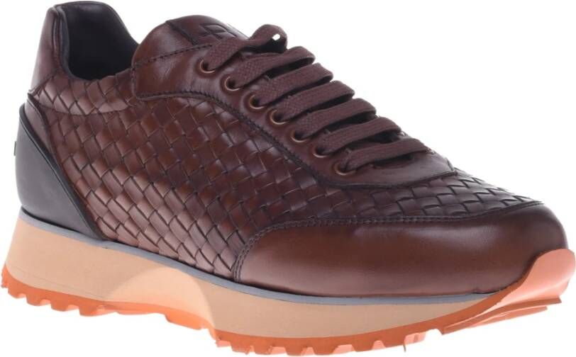 Baldinini Lace-up in brown woven leather Brown Heren