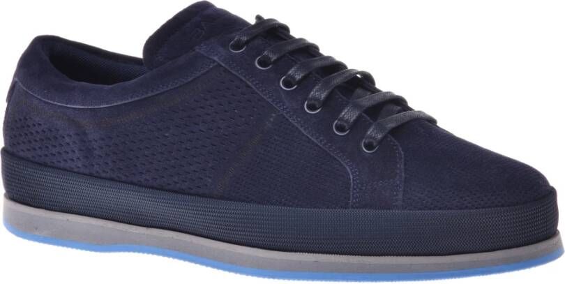 Baldinini Lace-up in dark blue perforated suede Blue Heren