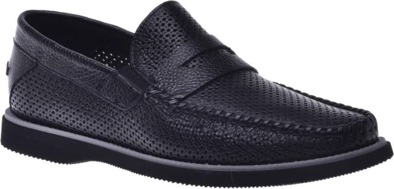 Baldinini Loafer in black perforated calfskin Black Heren