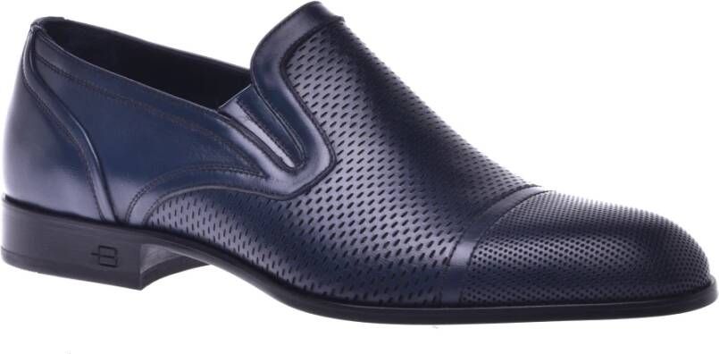 Baldinini Loafer in dark blue perforated calfskin Blue Heren