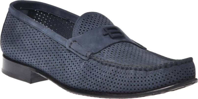 Baldinini Loafer in dark blue perforated nubuck Blue Heren