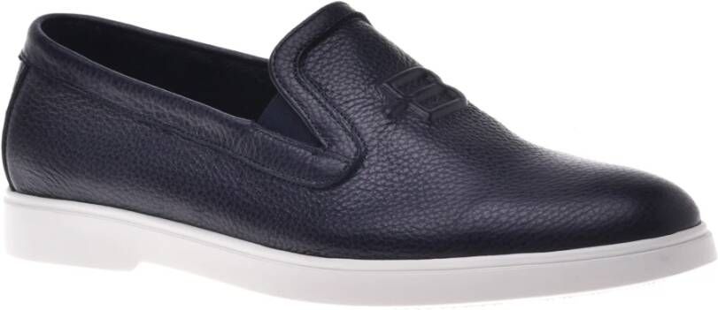 Baldinini Loafer in dark blue tumbled leather Blue Heren