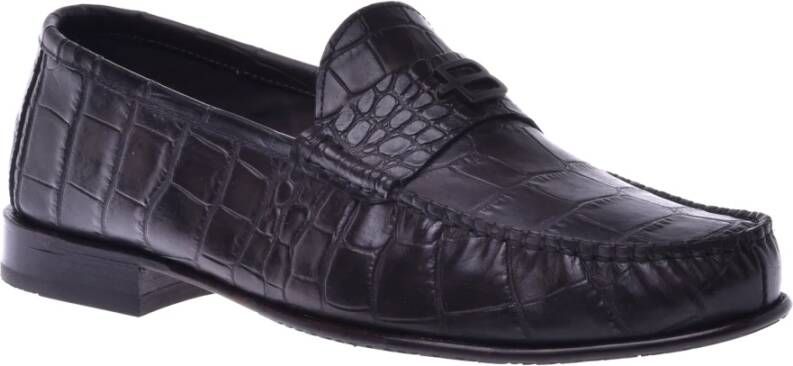 Baldinini Loafer in dark brown with a crocodile print Black Heren