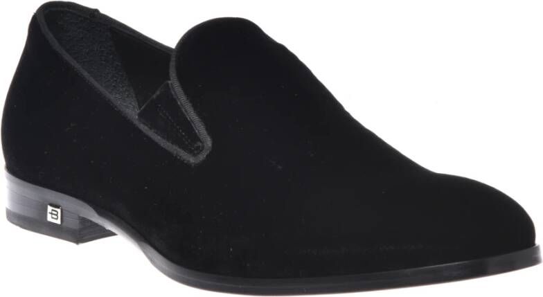 Baldinini Loafers in black branded fabric Black Heren