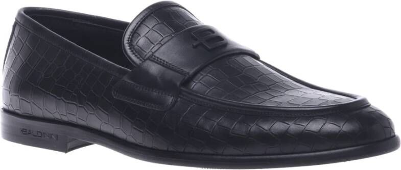 Baldinini Loafers in black with crocodile print Black Heren