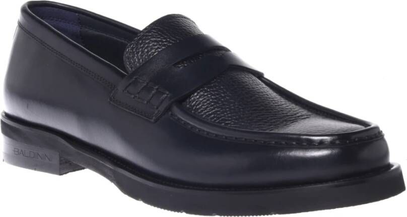 Baldinini Loafers in dark blue leather and tumbled leather Blue Heren