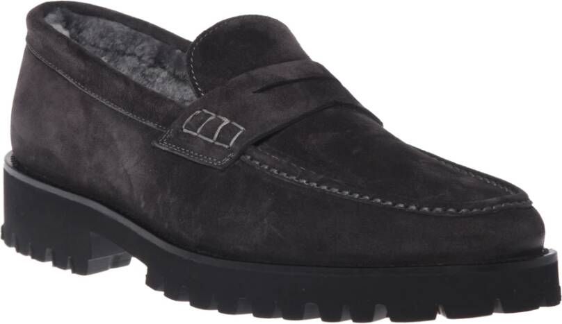 Baldinini Loafers in dark grey suede leather Gray Heren