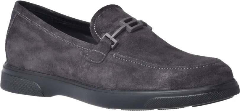 Baldinini Loafers in dark grey suede leather Gray Heren