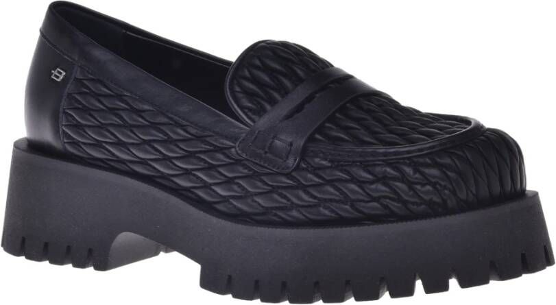 Baldinini Loafers in stretchy eco-nappa and black leather Black Dames