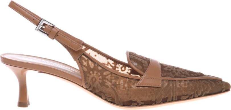 Baldinini Petal leather mesh slingback Beige Dames