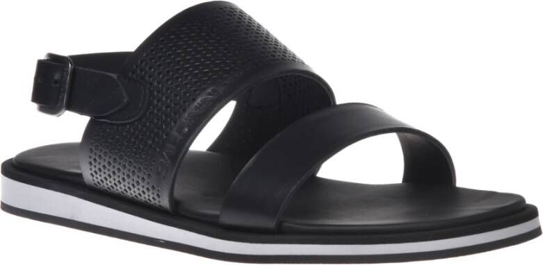 Baldinini Sandal in black perforated calfskin Black Heren