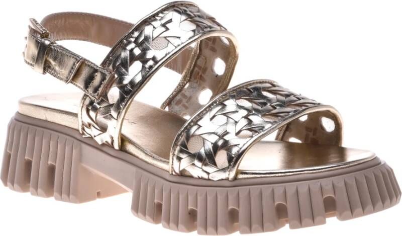 Baldinini Sandal in platinum laminated eco-leather Yellow Dames