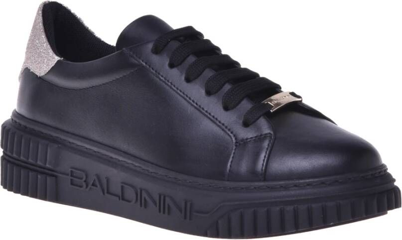 Baldinini Sneaker in black and platinum calfskin Black Dames