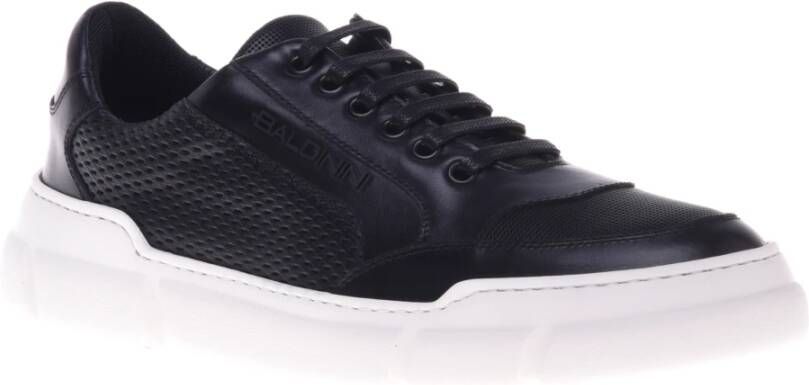 Baldinini Sneaker in black perforated calfskin Black Heren