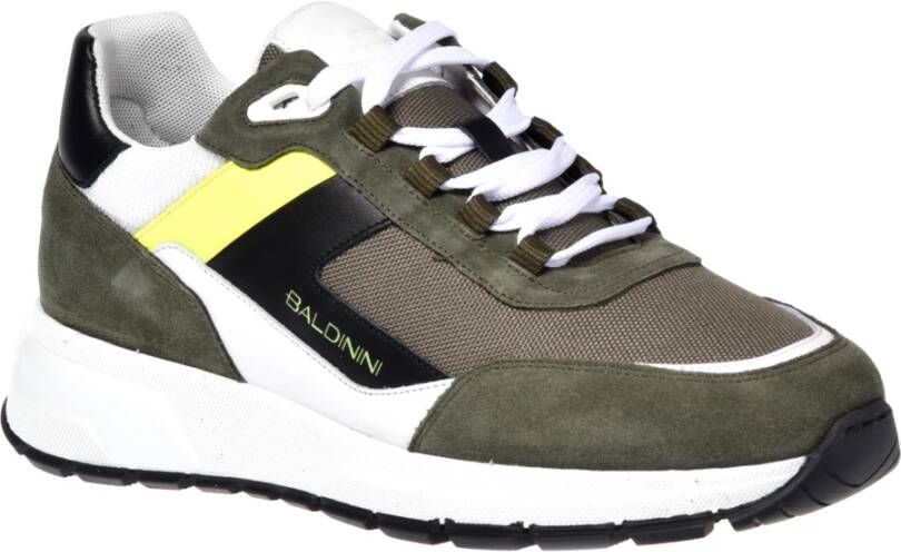 Baldinini Sneaker in olive green and white suede Multicolor Heren