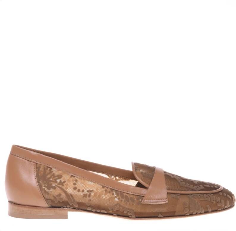 Baldinini Tan petal mesh loafer Beige Dames