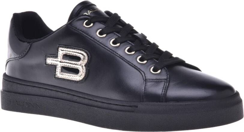 Baldinini Trainers in black laminated leather and leather Black Dames